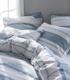Dekbedovertrek van gewassen katoenperkal, HORIZON BAYADÈRE