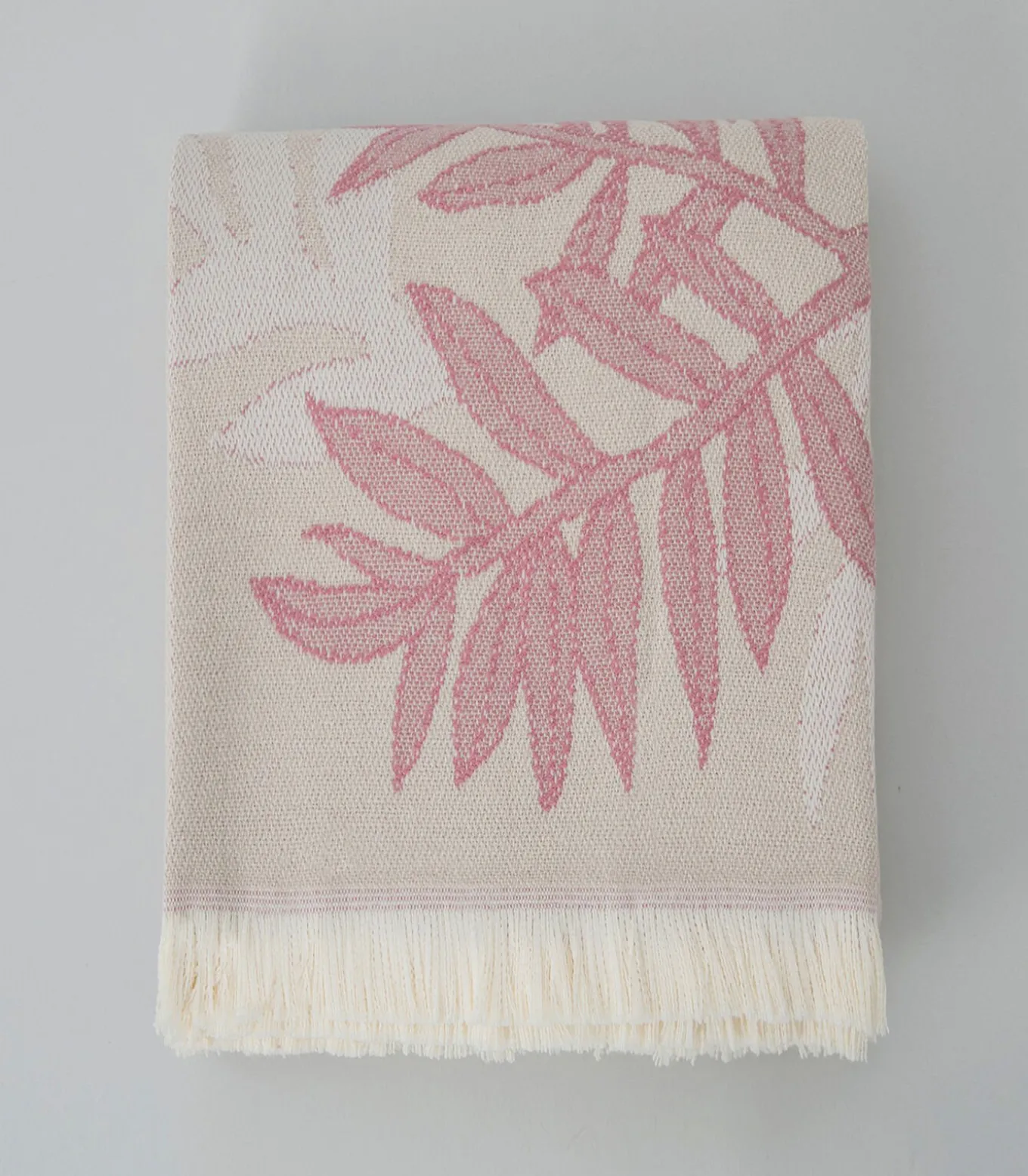 Deken 2 personen Blad 200x220 cm Beige/Orchidee