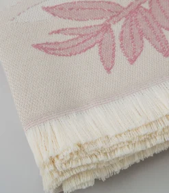 Deken 2 personen Blad 200x220 cm Beige/Orchidee