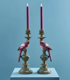 2-delig Set Kandelaar Papegaai/roze/groen