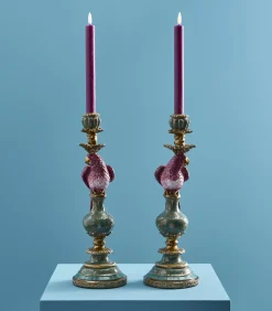 2-delig Set Kandelaar Papegaai/roze/groen