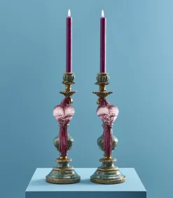 2-delig Set Kandelaar Papegaai/roze/groen