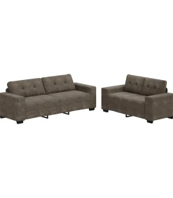 2-delige bankset met kussens, donkergrijs imitatieleer