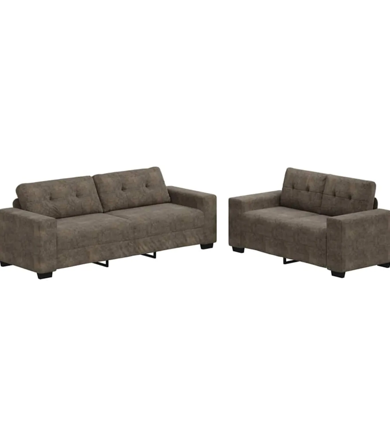 2-delige bankset met kussens, donkergrijs imitatieleer