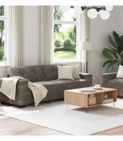 2-delige bankset met kussens, donkergrijs imitatieleer