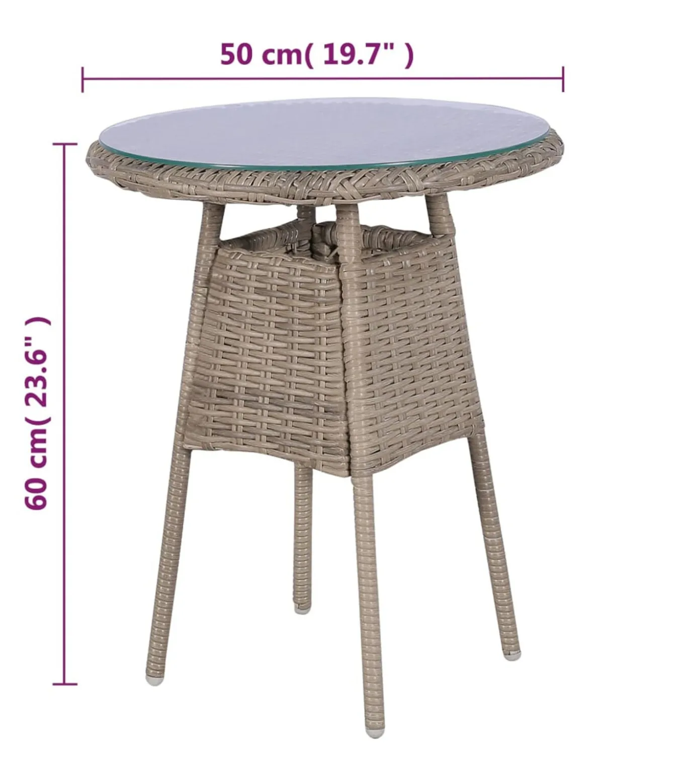 3-delige Bistroset met kussens poly rattan bruin