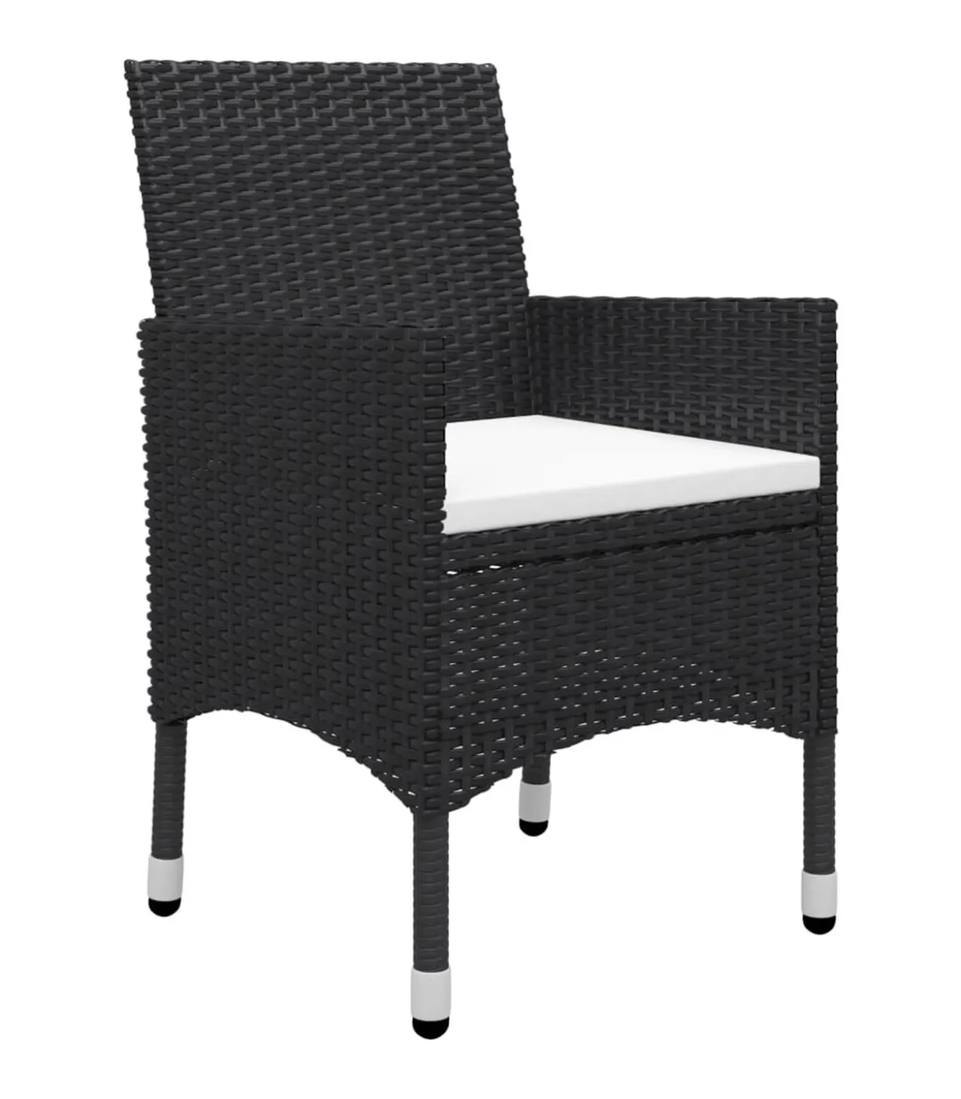 3-delige Bistroset poly rattan en gehard glas zwart