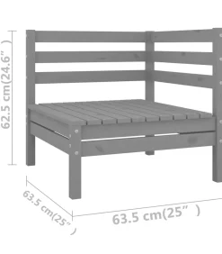 6-delige Loungeset massief grenenhout grijs