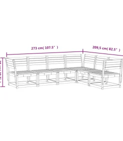 6-delige Loungeset massief grenenhout