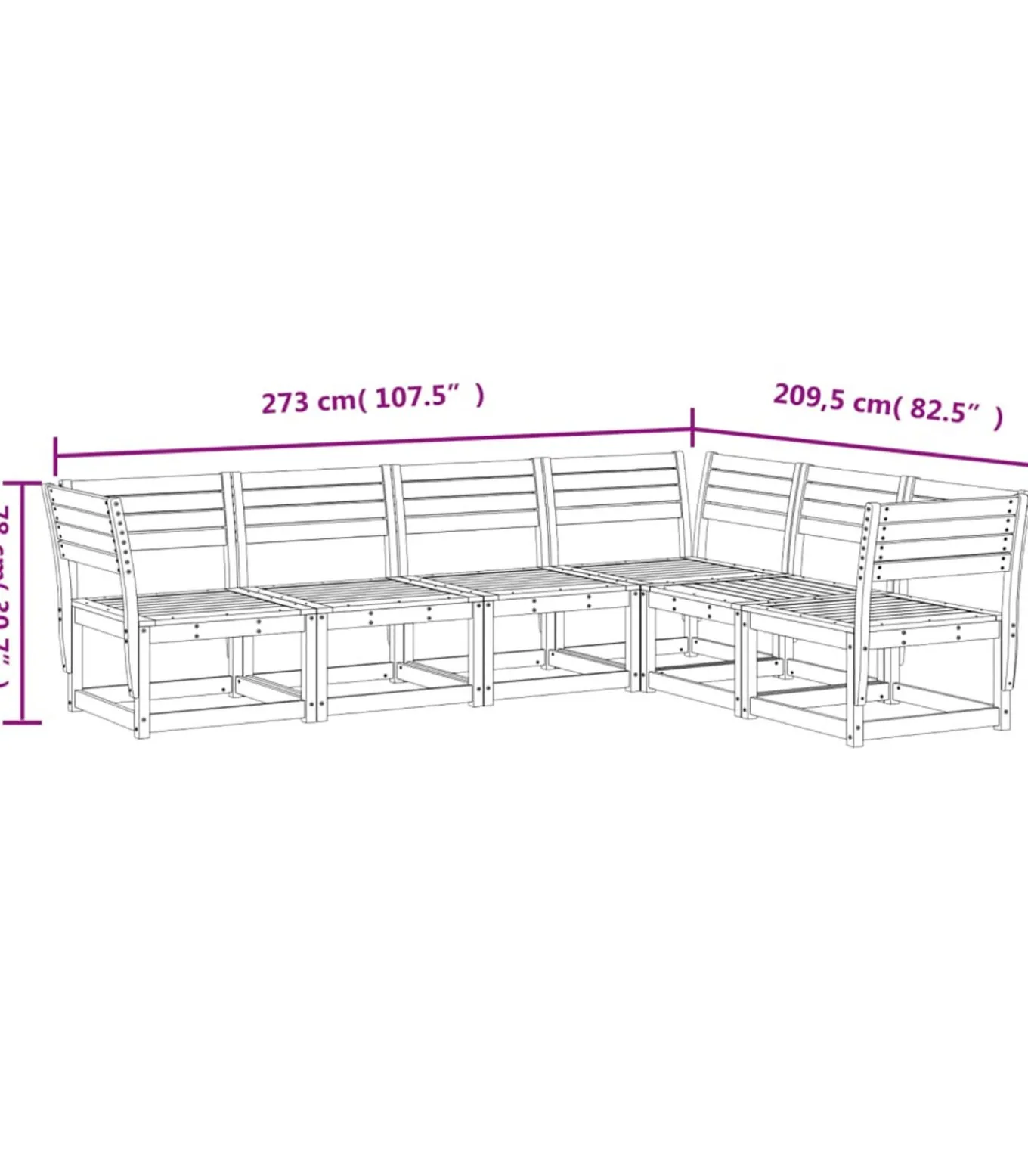 6-delige Loungeset massief grenenhout