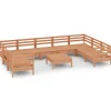 10-delige Loungeset massief grenenhout honingbruin