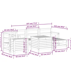7-delige Loungeset massief douglas vurenhout