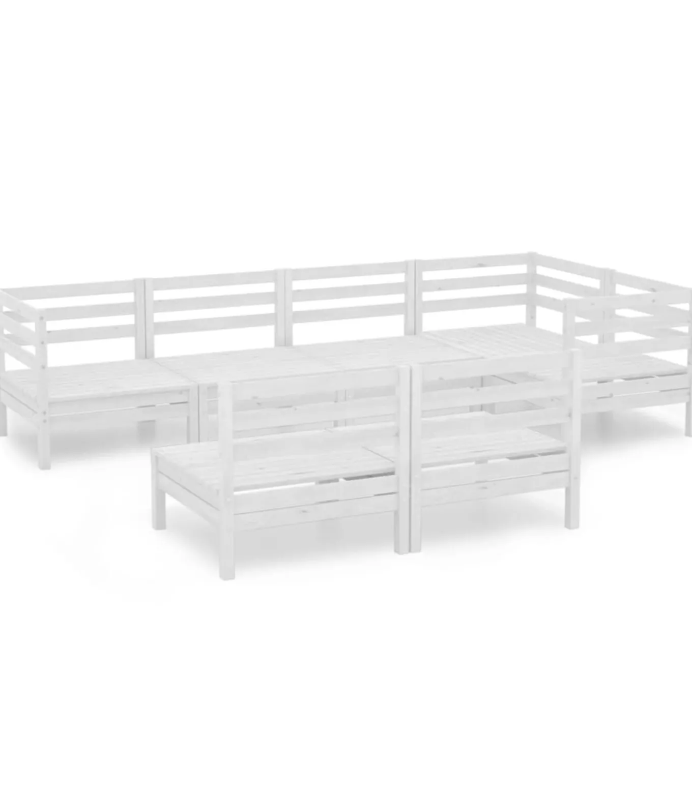 7-delige Loungeset massief grenenhout wit