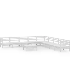 10-delige Loungeset massief grenenhout wit