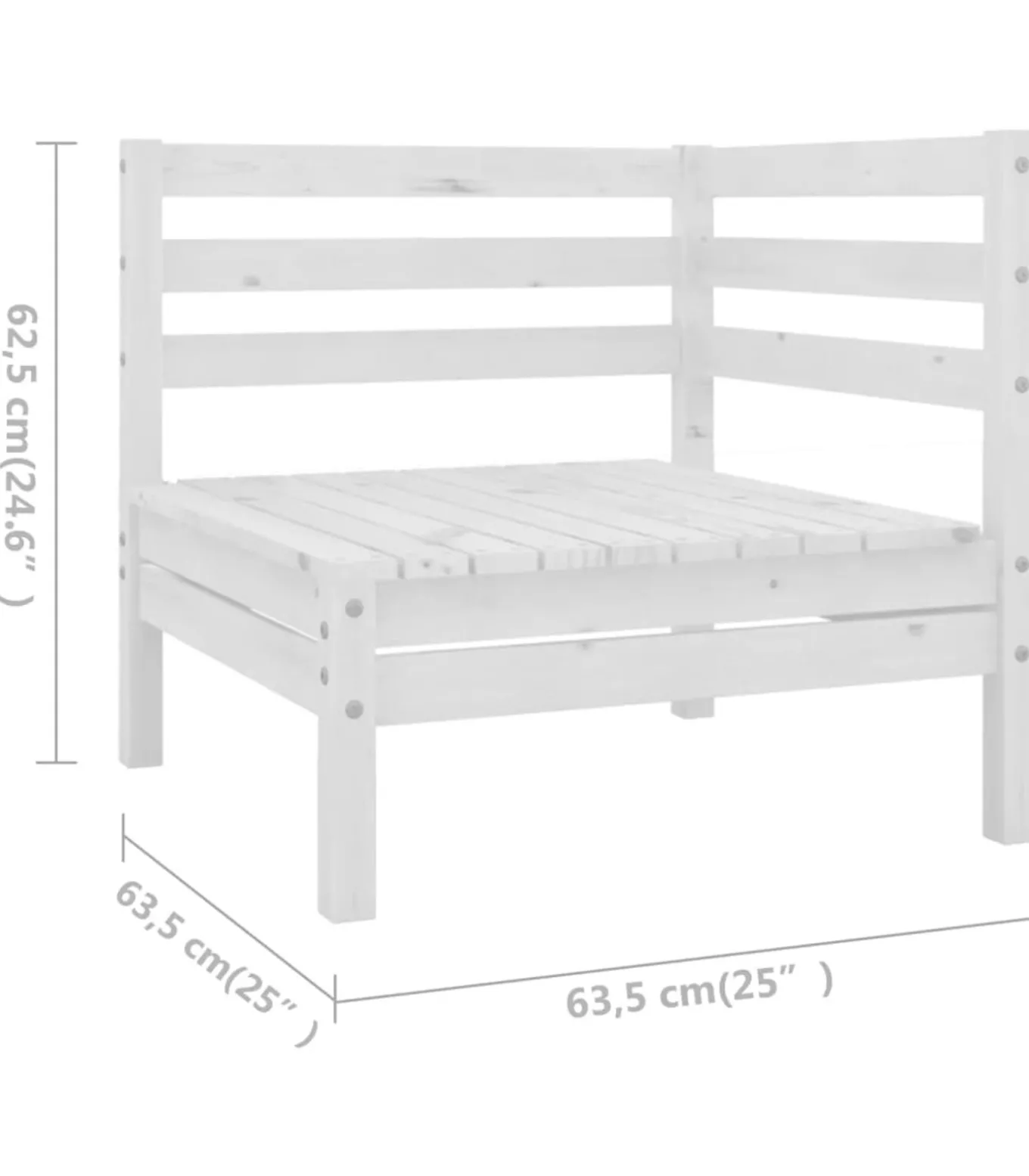 10-delige Loungeset massief grenenhout wit