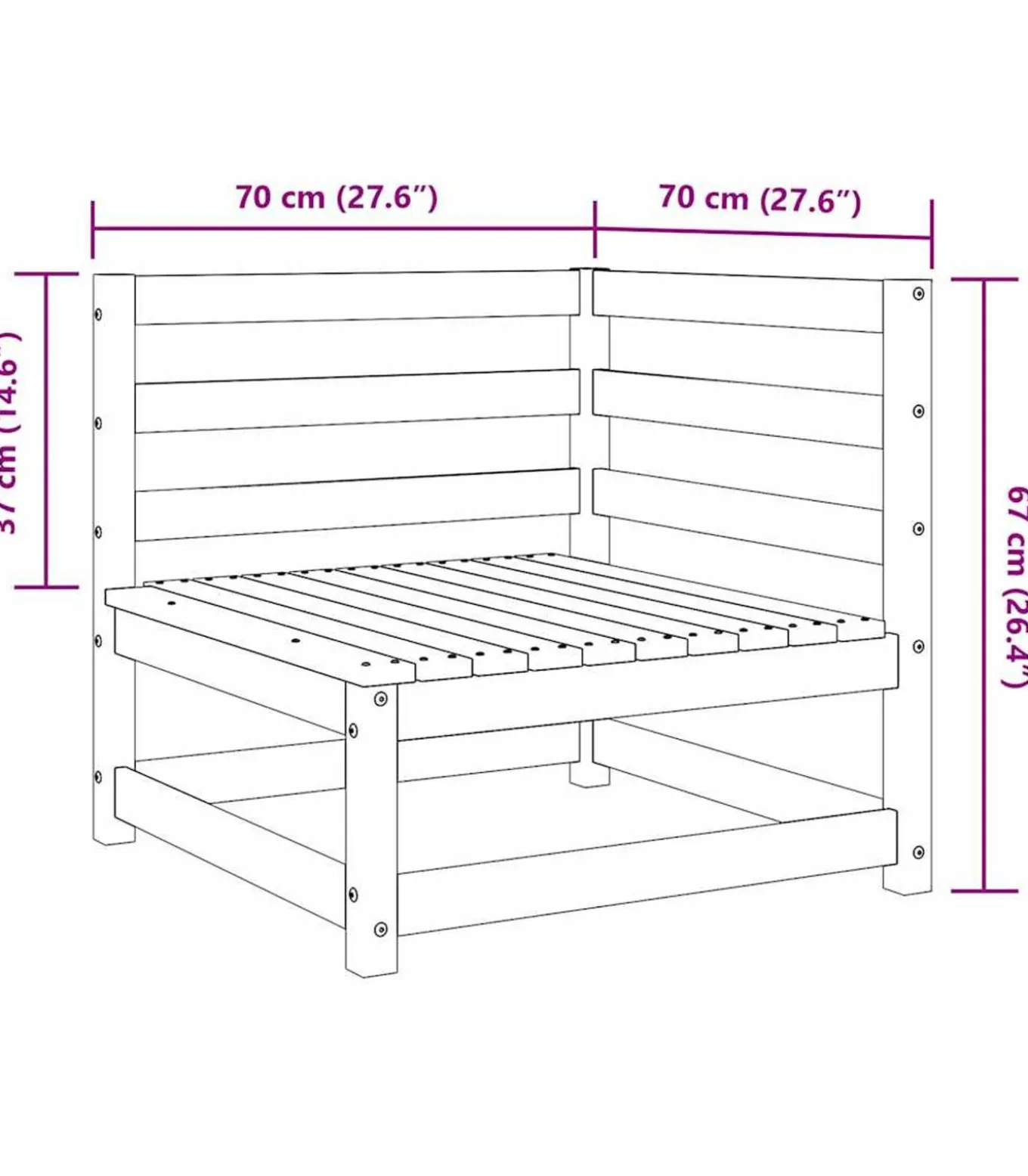3-delige Loungeset massief grenenhout