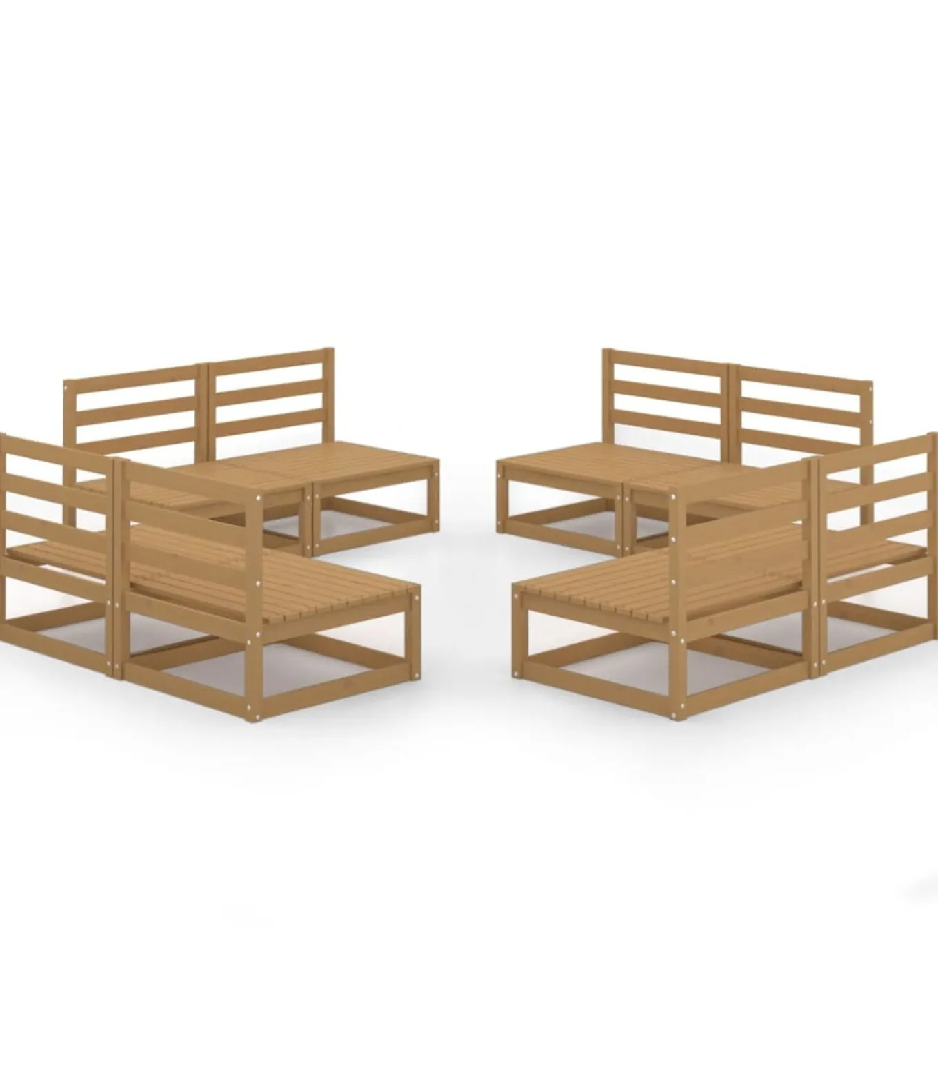 8-delige Loungeset massief grenenhout honingbruin