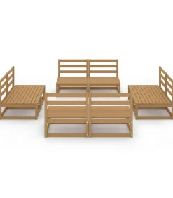 8-delige Loungeset massief grenenhout honingbruin