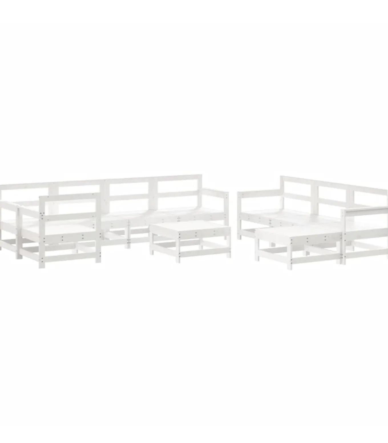 10-delige Loungeset massief grenenhout wit