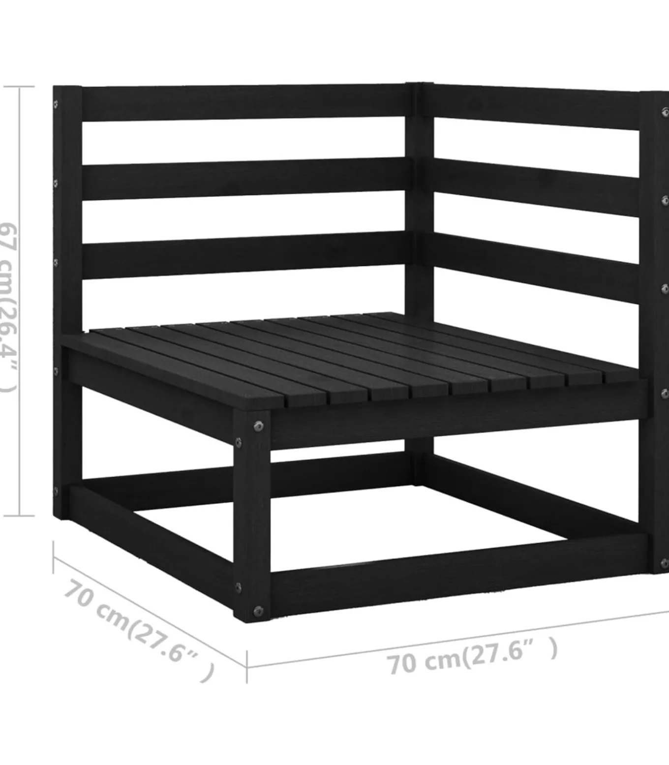 12-delige Loungeset massief grenenhout zwart