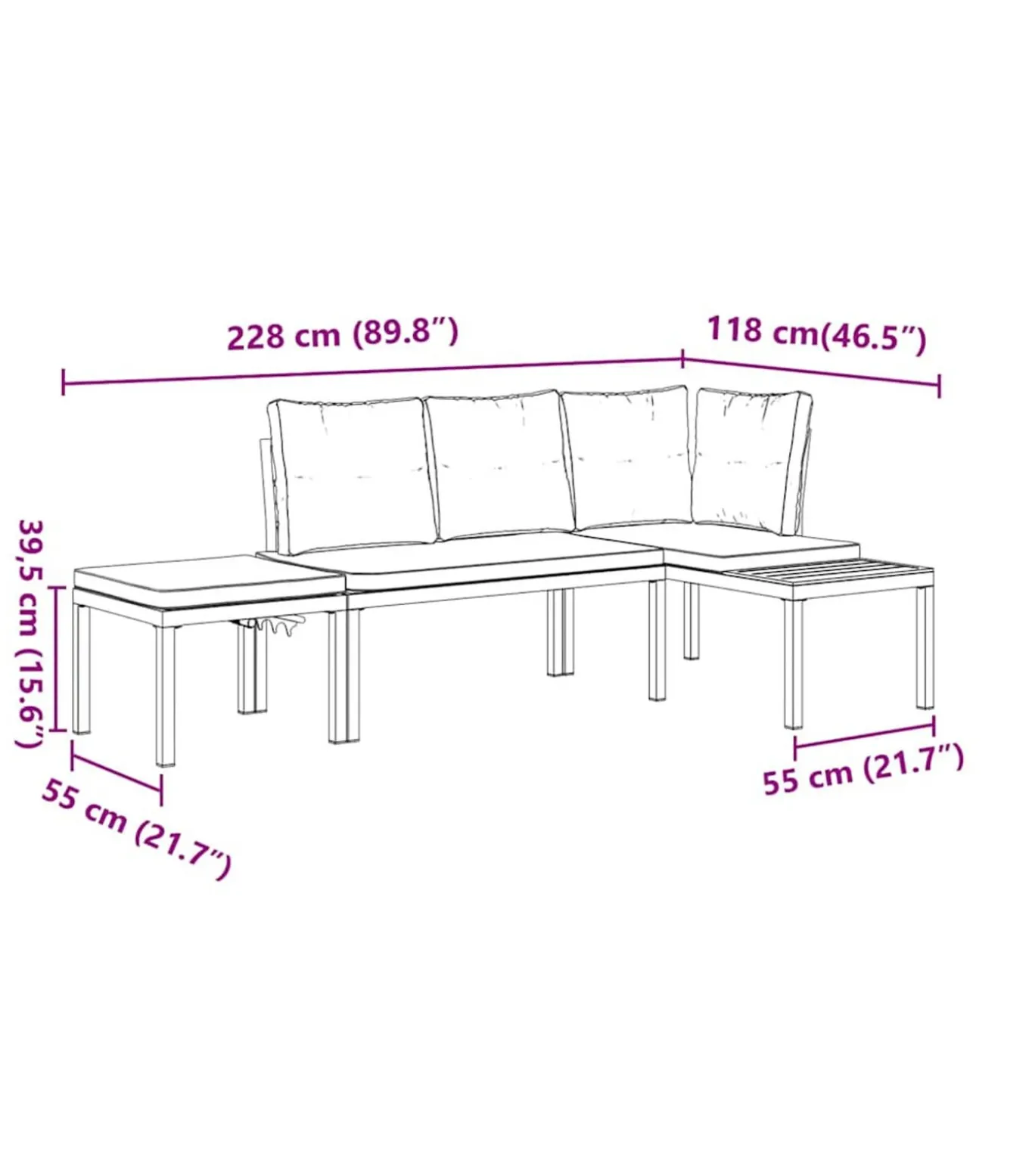 3-delige Loungeset met kussens gepoedercoat staal zwart