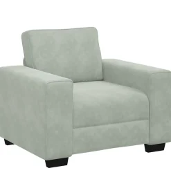 3-delige Loungeset met kussens fluweel lichtgrijs