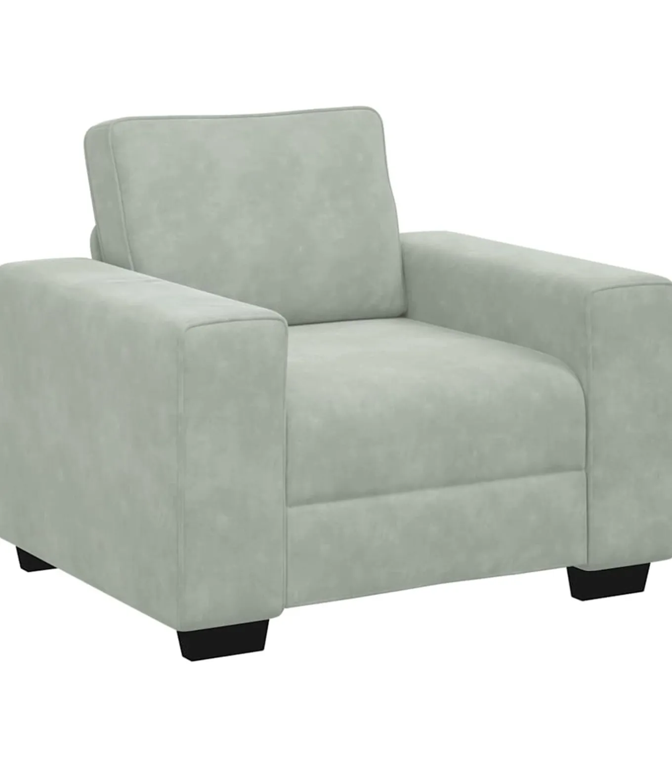 3-delige Loungeset met kussens fluweel lichtgrijs