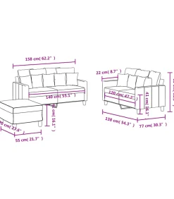 3-delige Loungeset met kussens stof lichtgeel