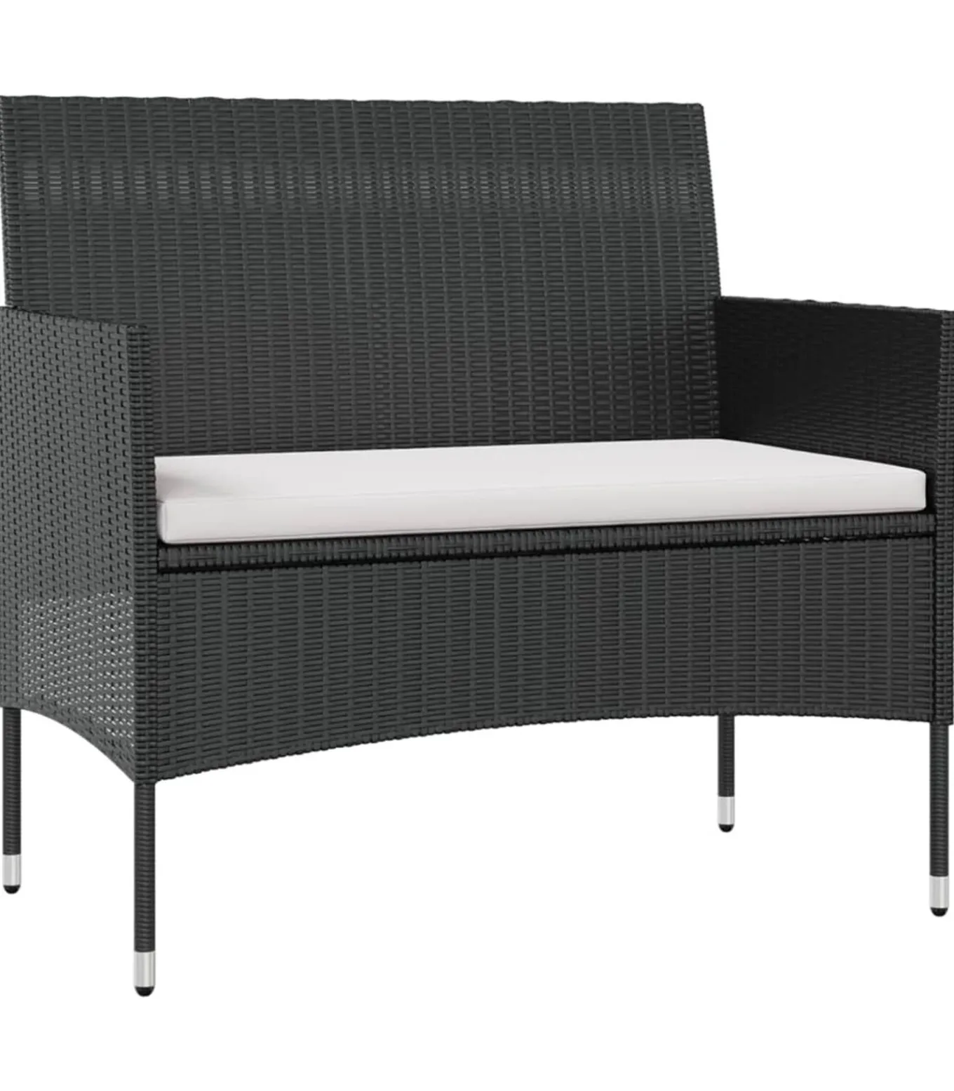 16-delige Loungeset met kussens poly rattan zwart