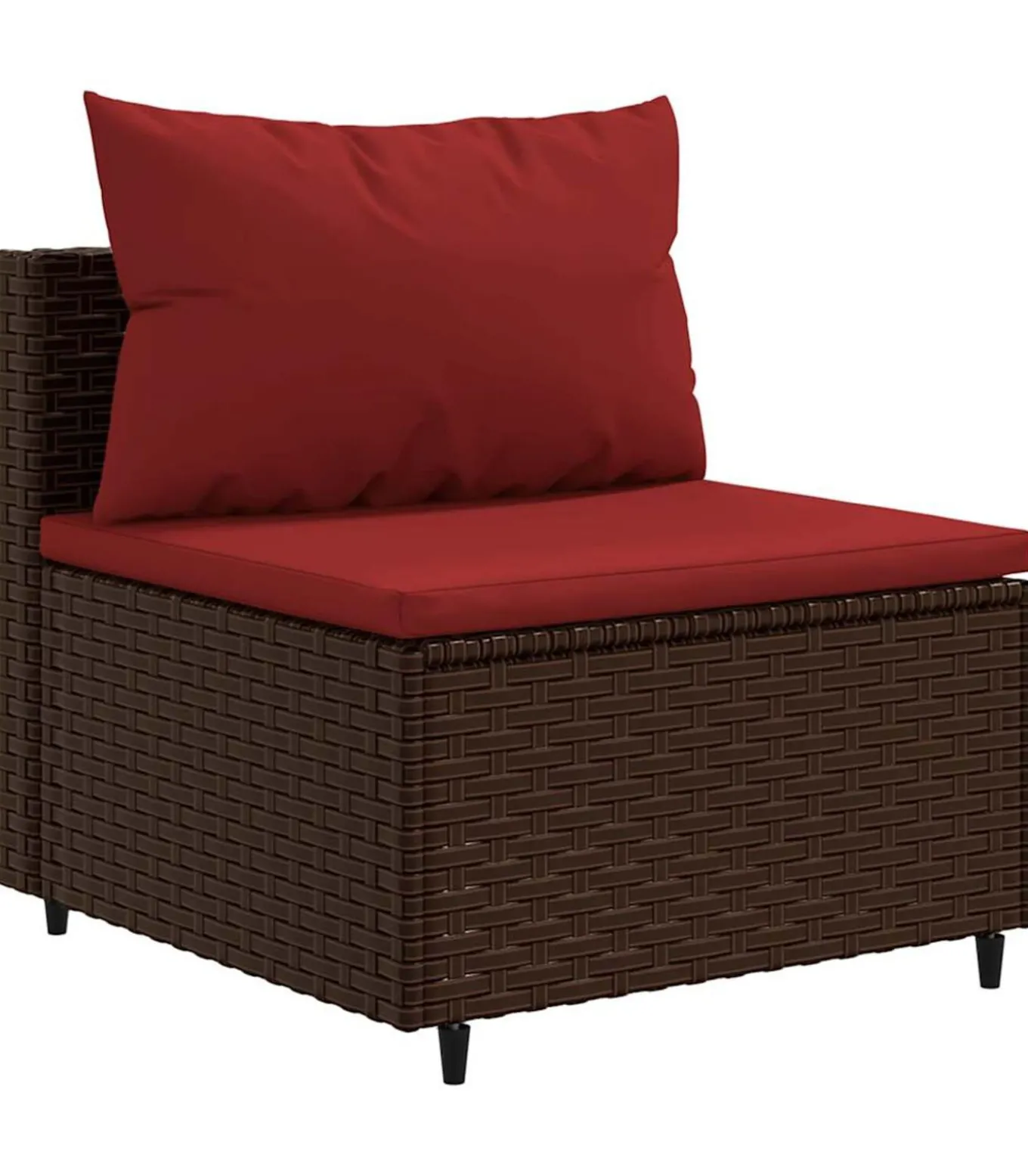 7-delige Loungeset met kussens poly rattan bruin