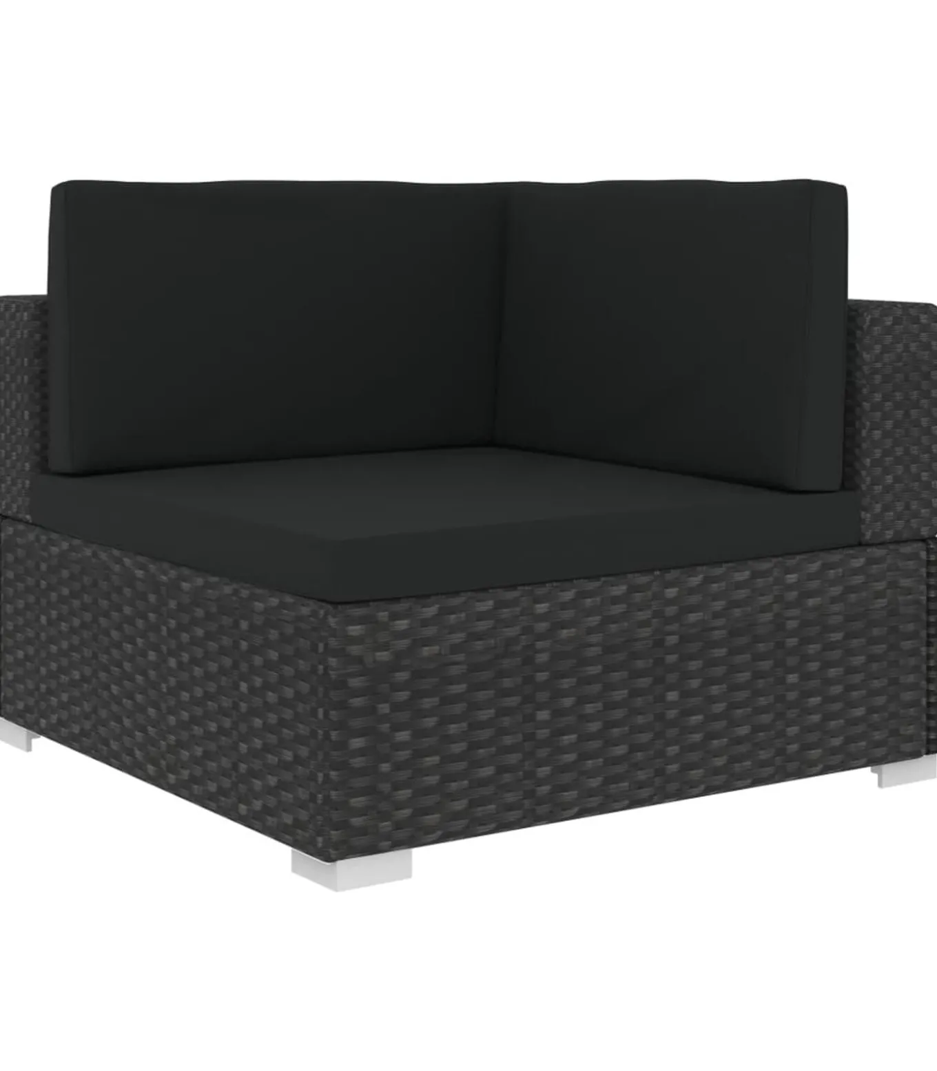 3-delige Loungeset met kussens poly rattan zwart