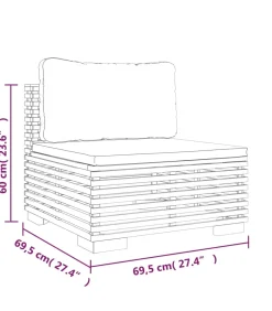 7-delige Loungeset met kussens massief teakhout