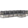 7-delige Loungeset met kussens poly rattan antracietkleurig