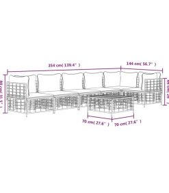 7-delige Loungeset met kussens poly rattan antracietkleurig