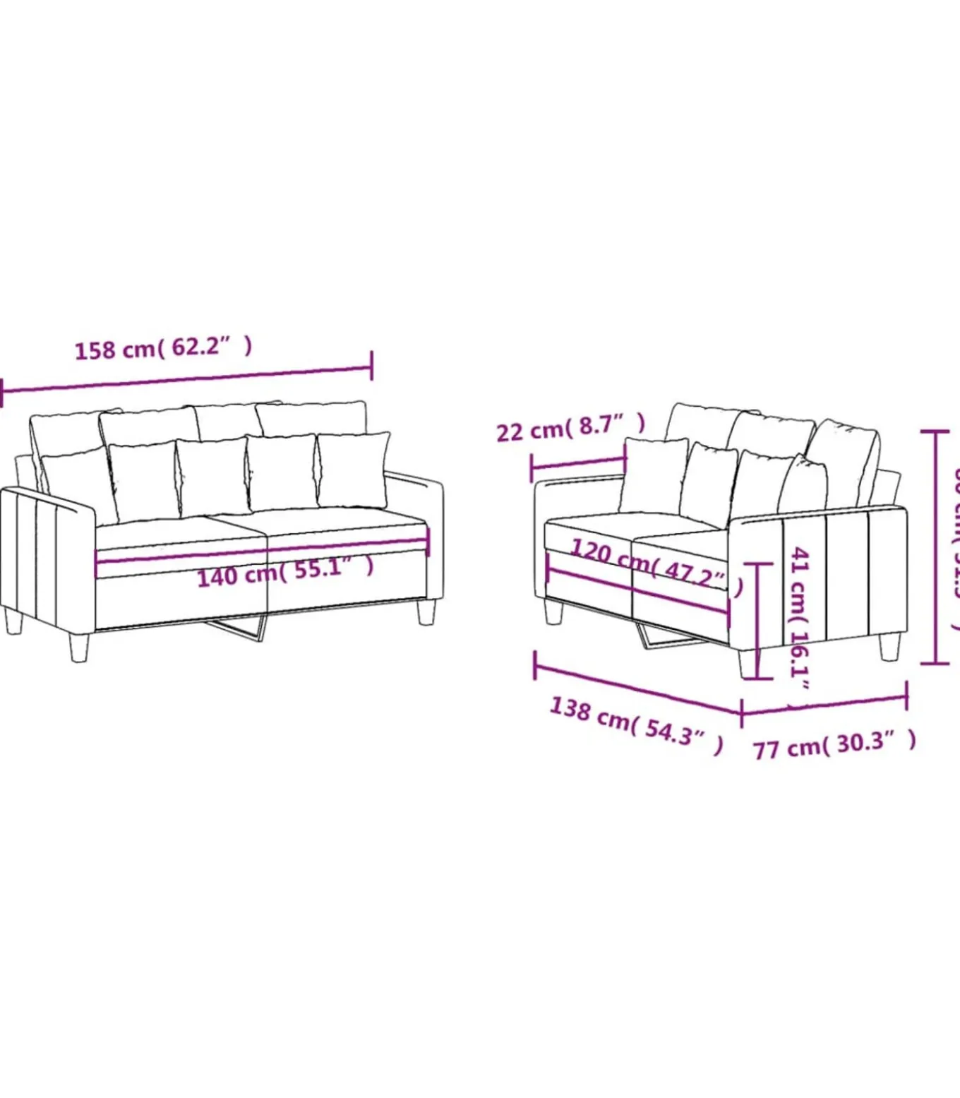 2-delige Loungeset met kussens stof wijnrood