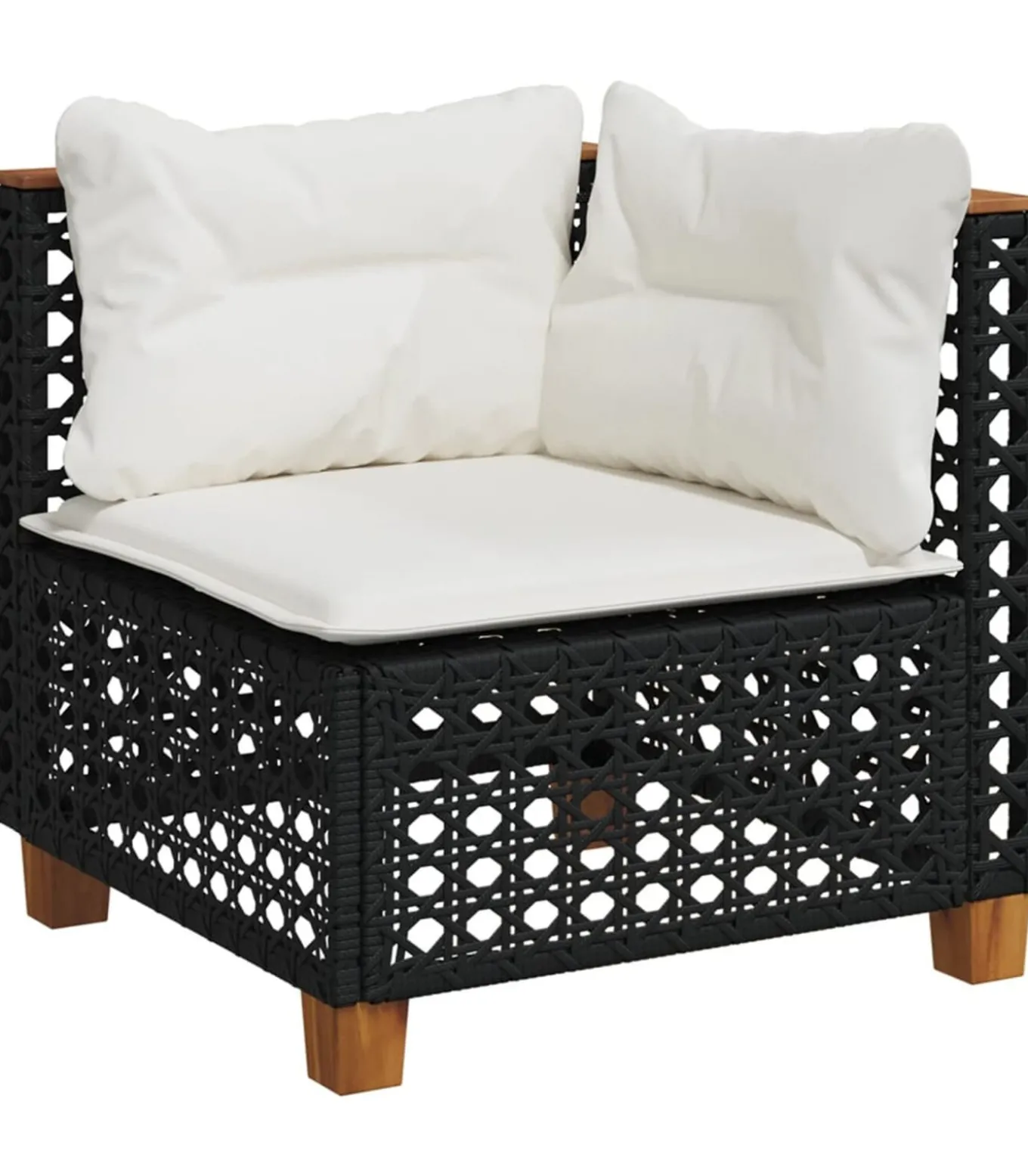 7-delige Loungeset met kussens poly rattan zwart