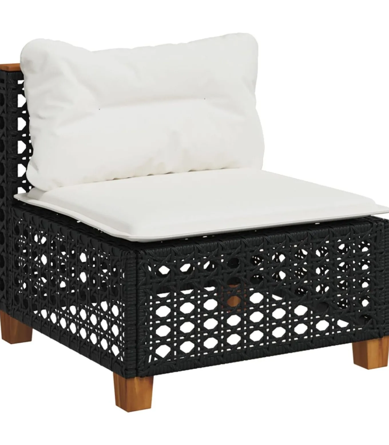 7-delige Loungeset met kussens poly rattan zwart