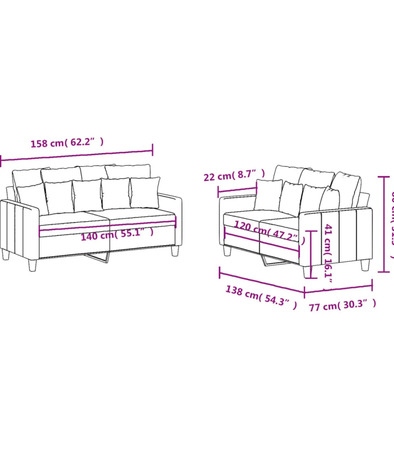 2-delige Loungeset met kussens stof lichtgeel