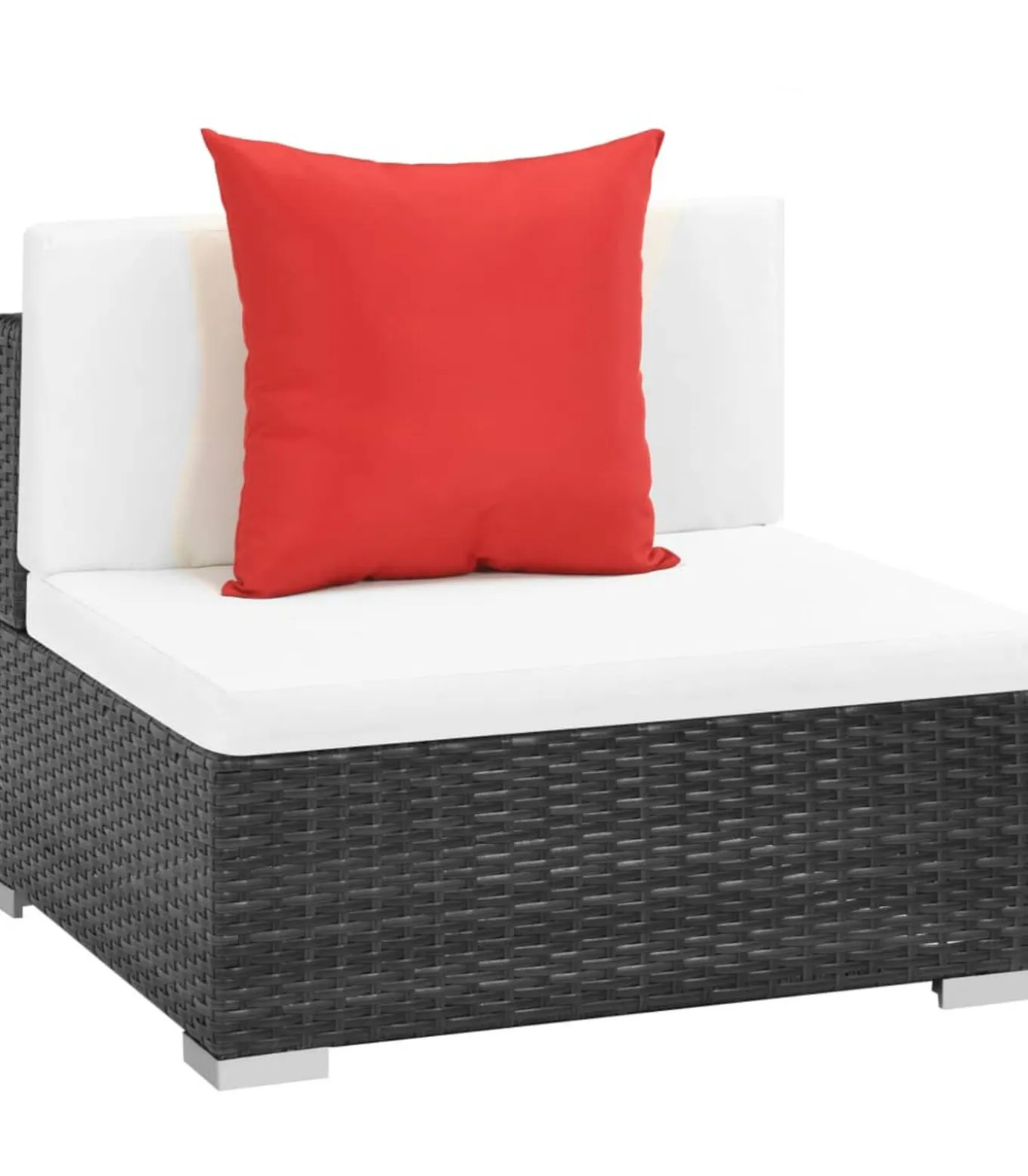 7-delige Loungeset met kussens poly rattan zwart