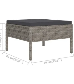 11-delige Loungeset met kussens poly rattan grijs