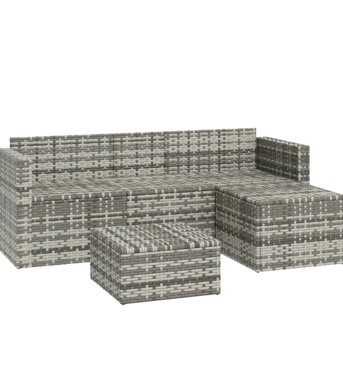 3-delige Loungeset met kussens poly rattan grijs