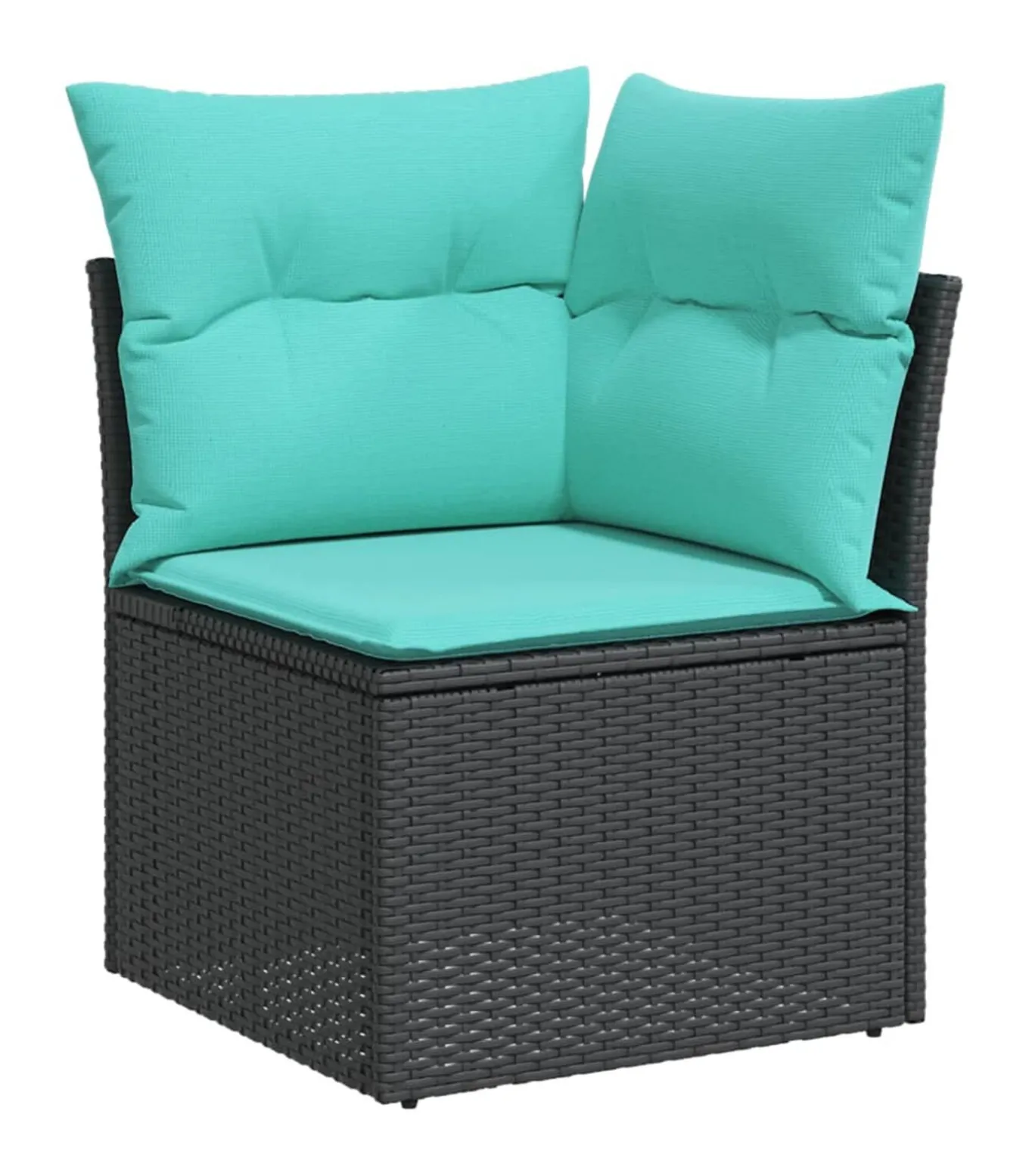 7-delige Loungeset met kussens poly rattan zwart