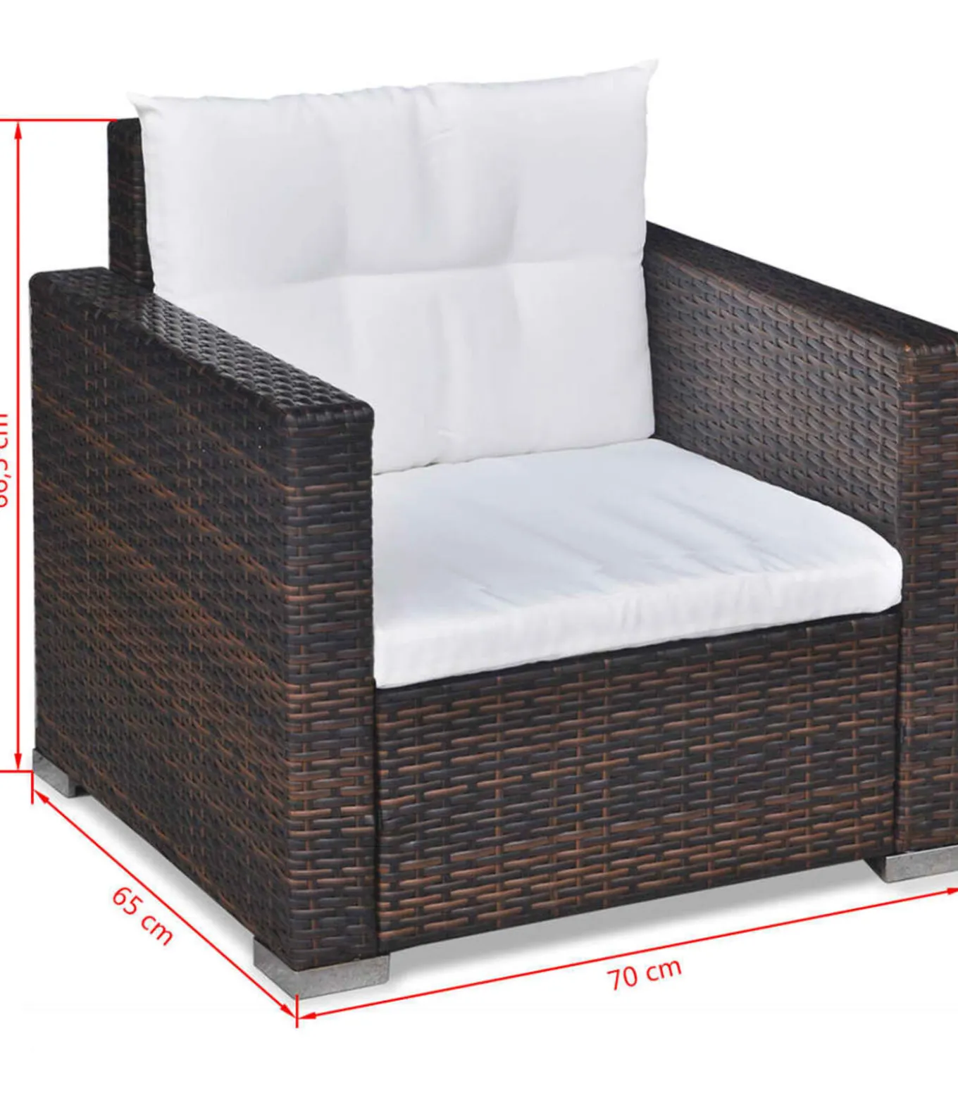 6-delige Loungeset met kussens poly rattan bruin