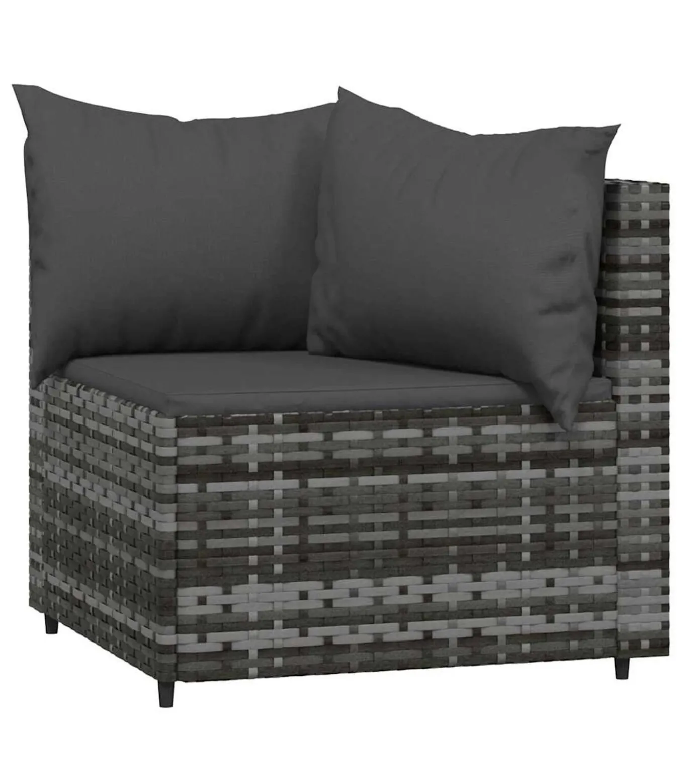 3-delige Loungeset met kussens poly rattan grijs