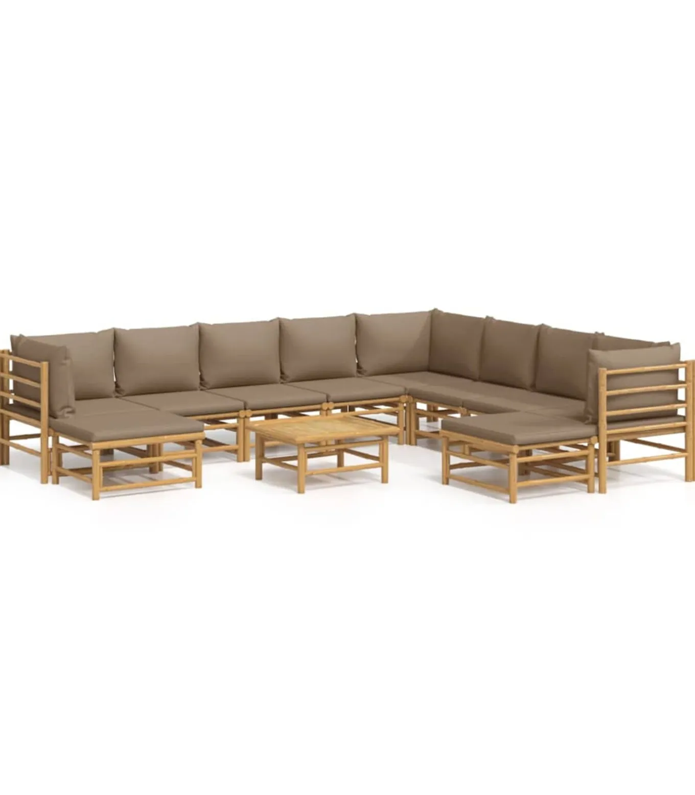 11-delige Loungeset met kussens bamboe taupe