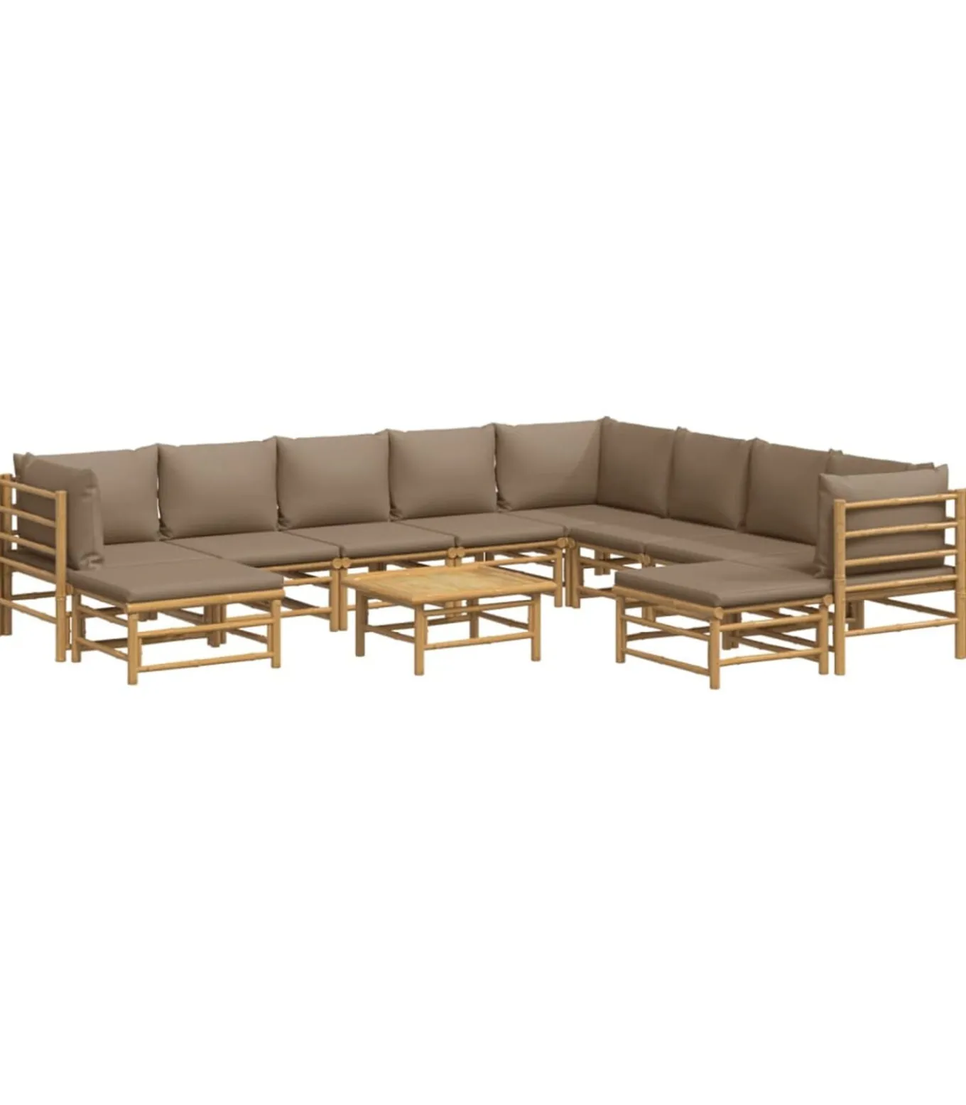 11-delige Loungeset met kussens bamboe taupe