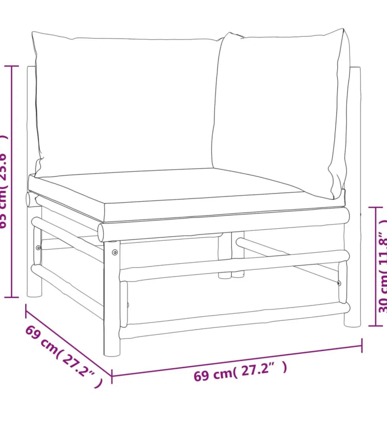 11-delige Loungeset met kussens bamboe taupe