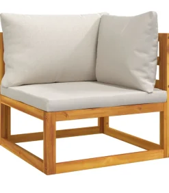 9-delige Loungeset met lichtgrijze kussens massief hout