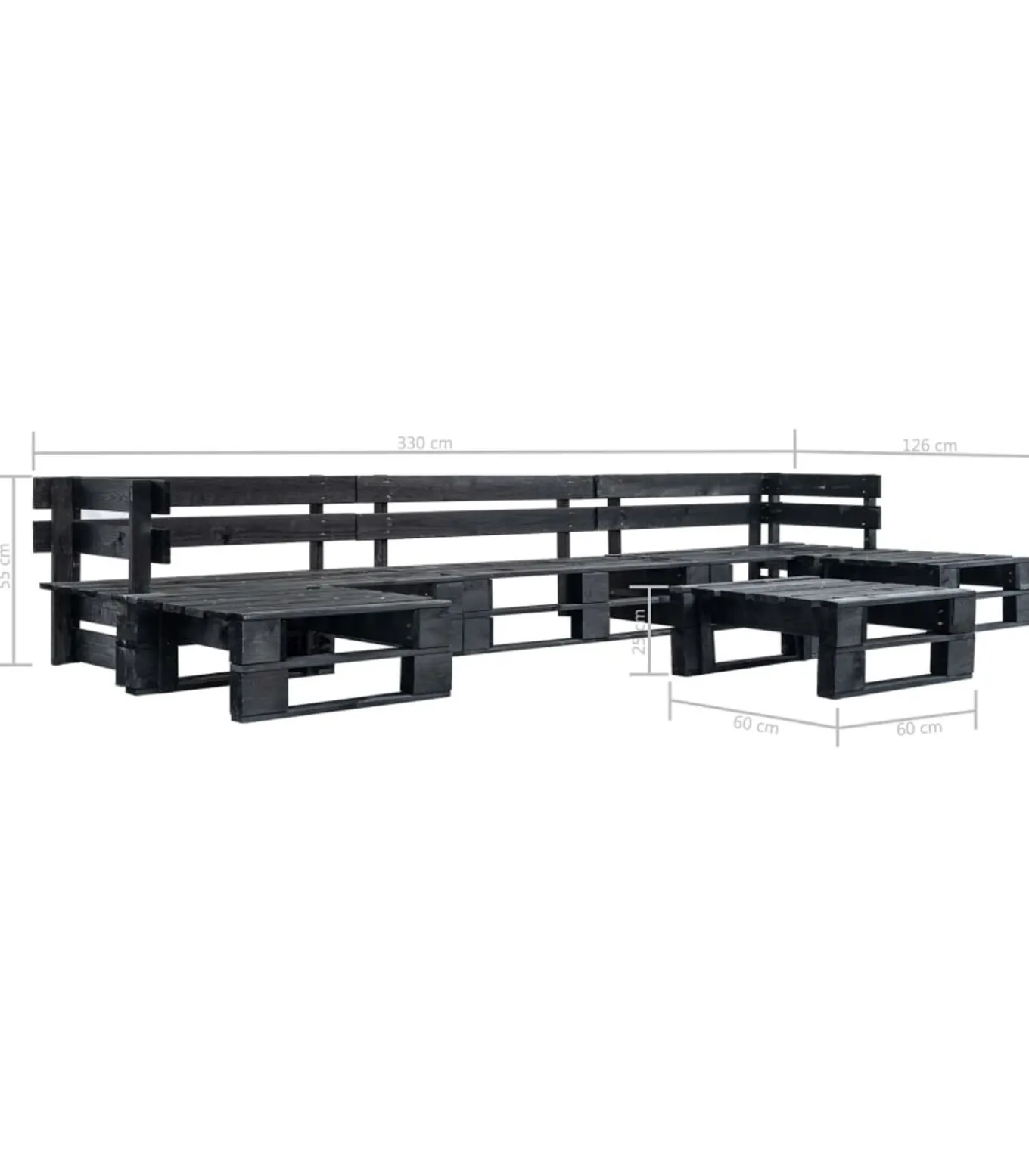 6-delige Loungeset pallet hout zwart