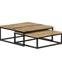 2-delige Salontafelset massief mangohout